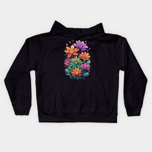 Flower Power 70s floral pattern Kids Hoodie